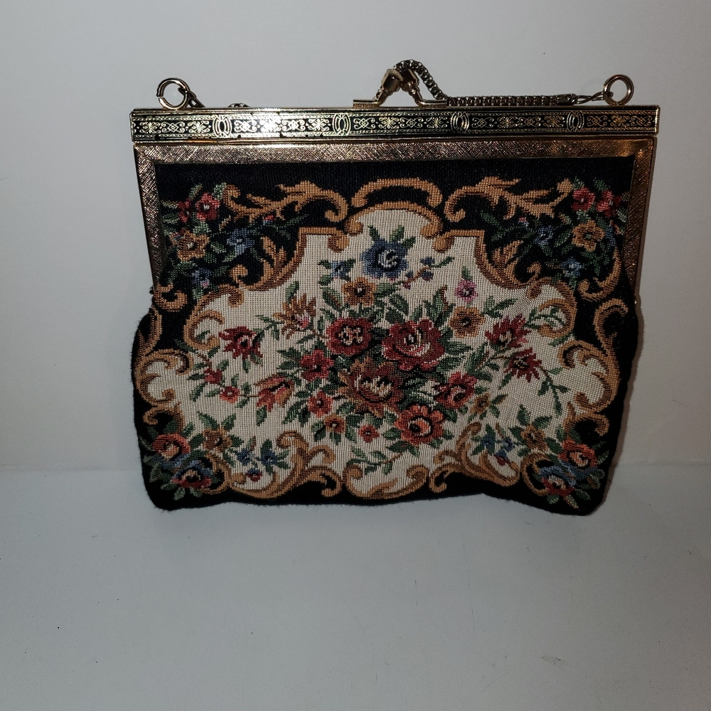 Vintage Floral Tapestry Clutch